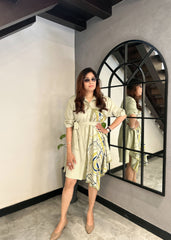 Scarf Print Shirt Dress (Green)