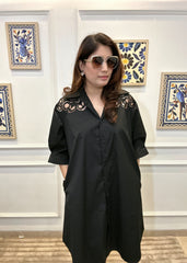 Midnight Cut Out Shirt Dress (Black)