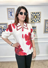 Wing Collar Statement Top (Red)