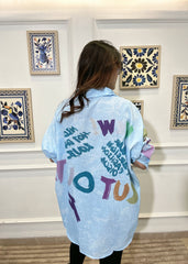 Pop Art Mickey Oversized Shirt (Blue)