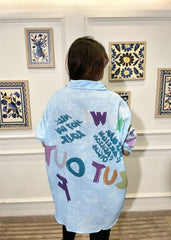 Pop Art Mickey Oversized Shirt (Blue)