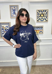 Violin Muse Baggy T-Shirt (Blue)