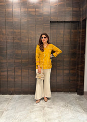 Bandani Kalamkari Shirt Crepe (Mustard)