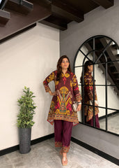Ruby Royale Ikkat Choga Set