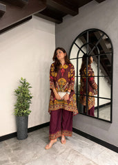 Ruby Royale Ikkat Choga Set