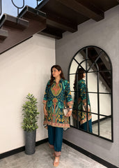 Emerald Royale Ikkat Choga Style