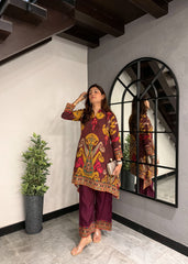 Ruby Royale Ikkat Choga Set