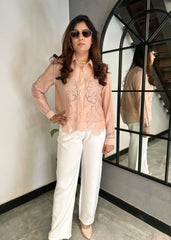 ORGANZA Cutout Shirt (Peach)