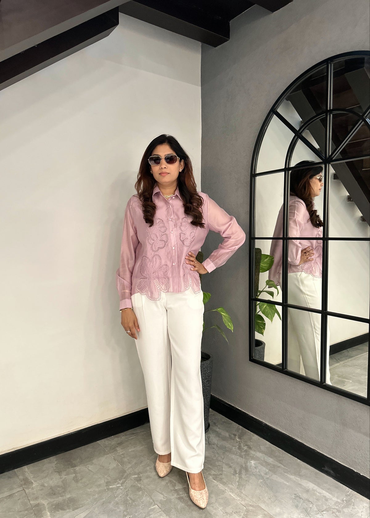 ORGANZA Cutout Shirt (Onion Shade)