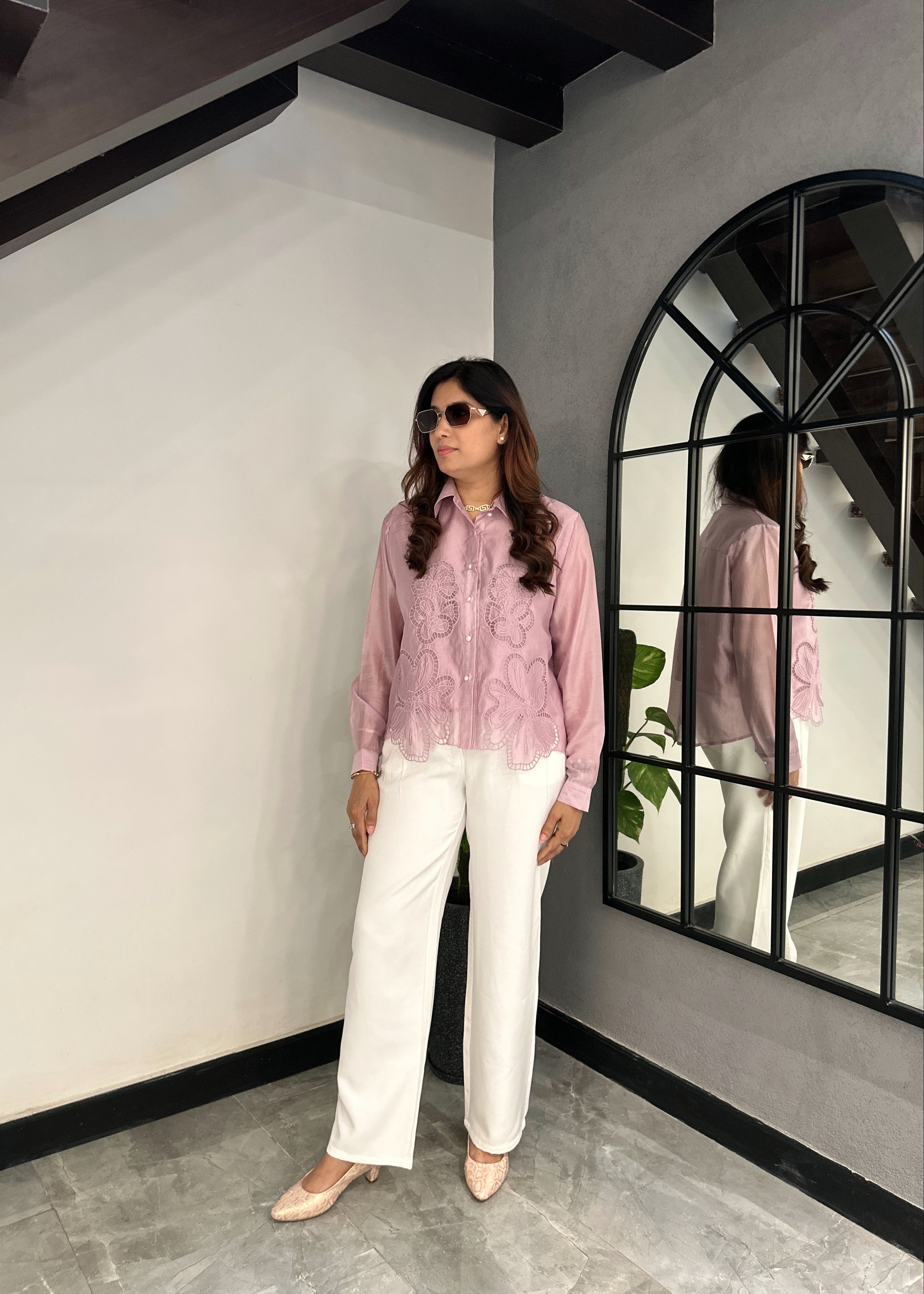 ORGANZA Cutout Shirt (Onion Shade)