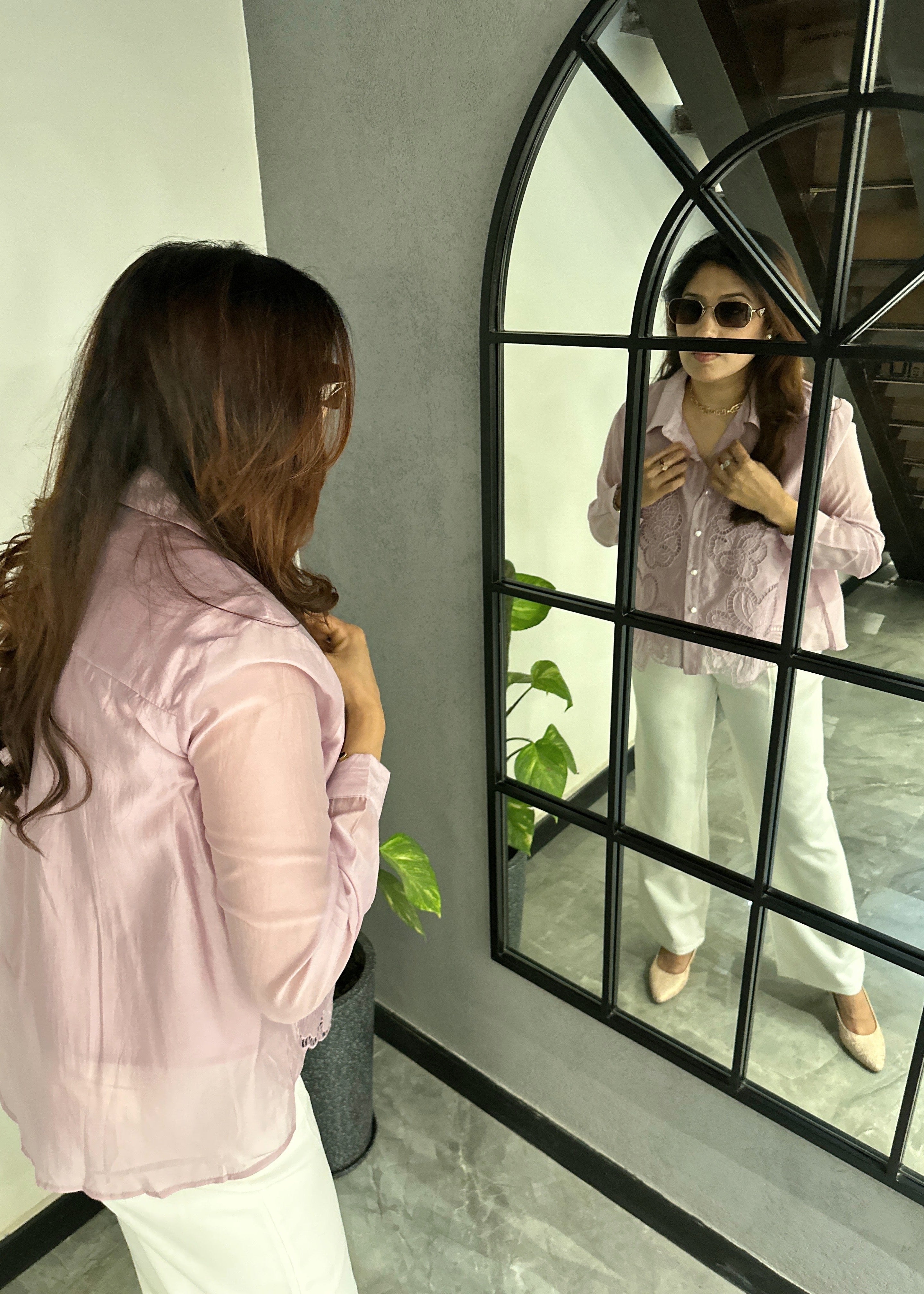 ORGANZA Cutout Shirt (Onion Shade)