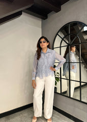 ORGANZA Cutout Shirt (Powder Blue)