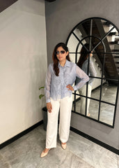ORGANZA Cutout Shirt (Powder Blue)