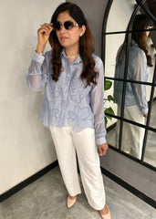 ORGANZA Cutout Shirt (Powder Blue)