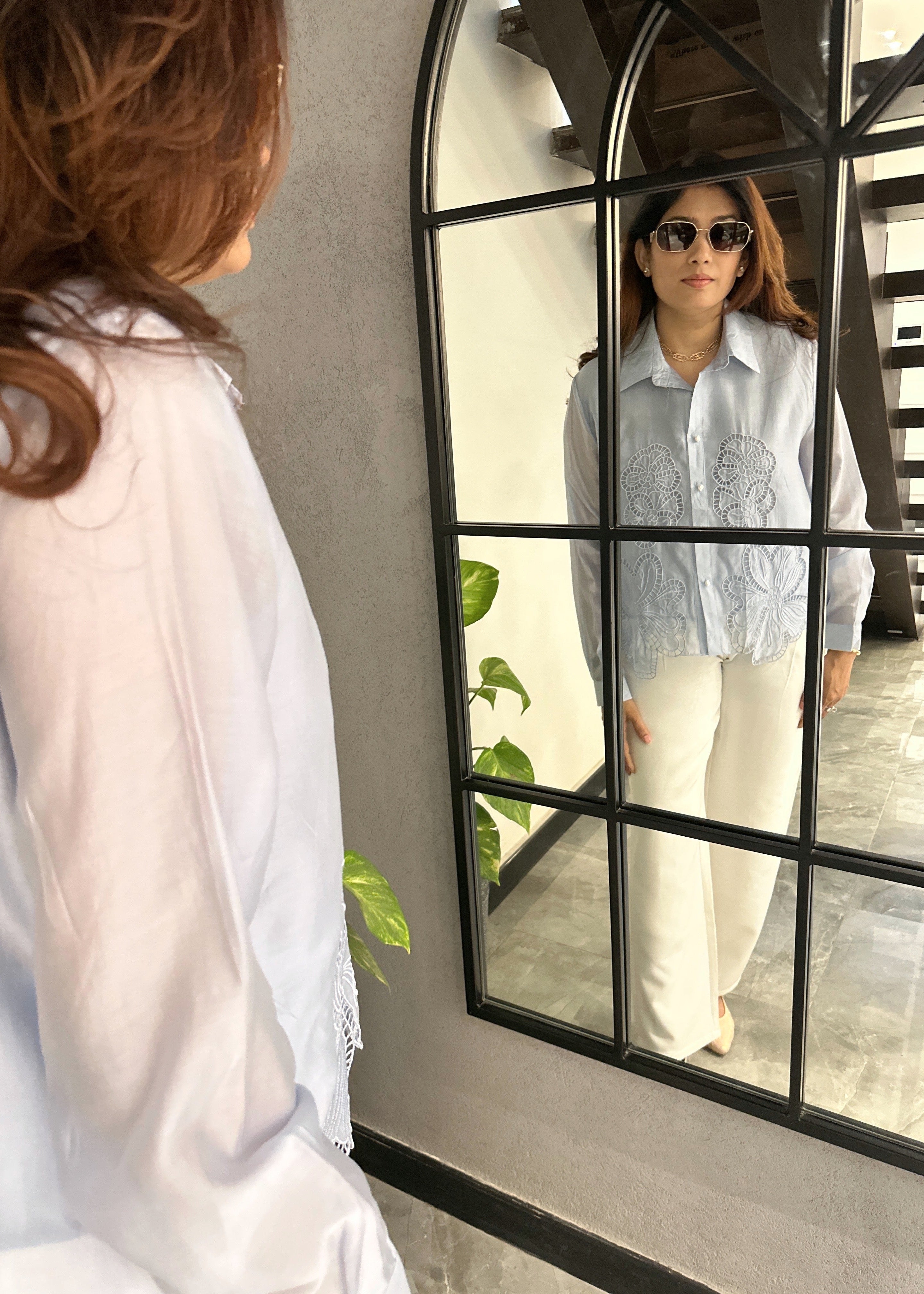 ORGANZA Cutout Shirt (Powder Blue)