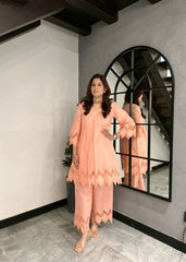 Peach Lace co ord set