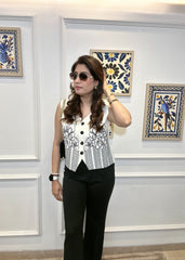 Monochrome Botanical Waistcoat (White)