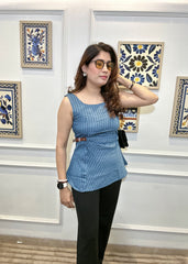 Azure / Indigo Pinstripe Top (Light Blue)