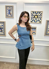 Azure / Indigo Pinstripe Top (Light Blue)