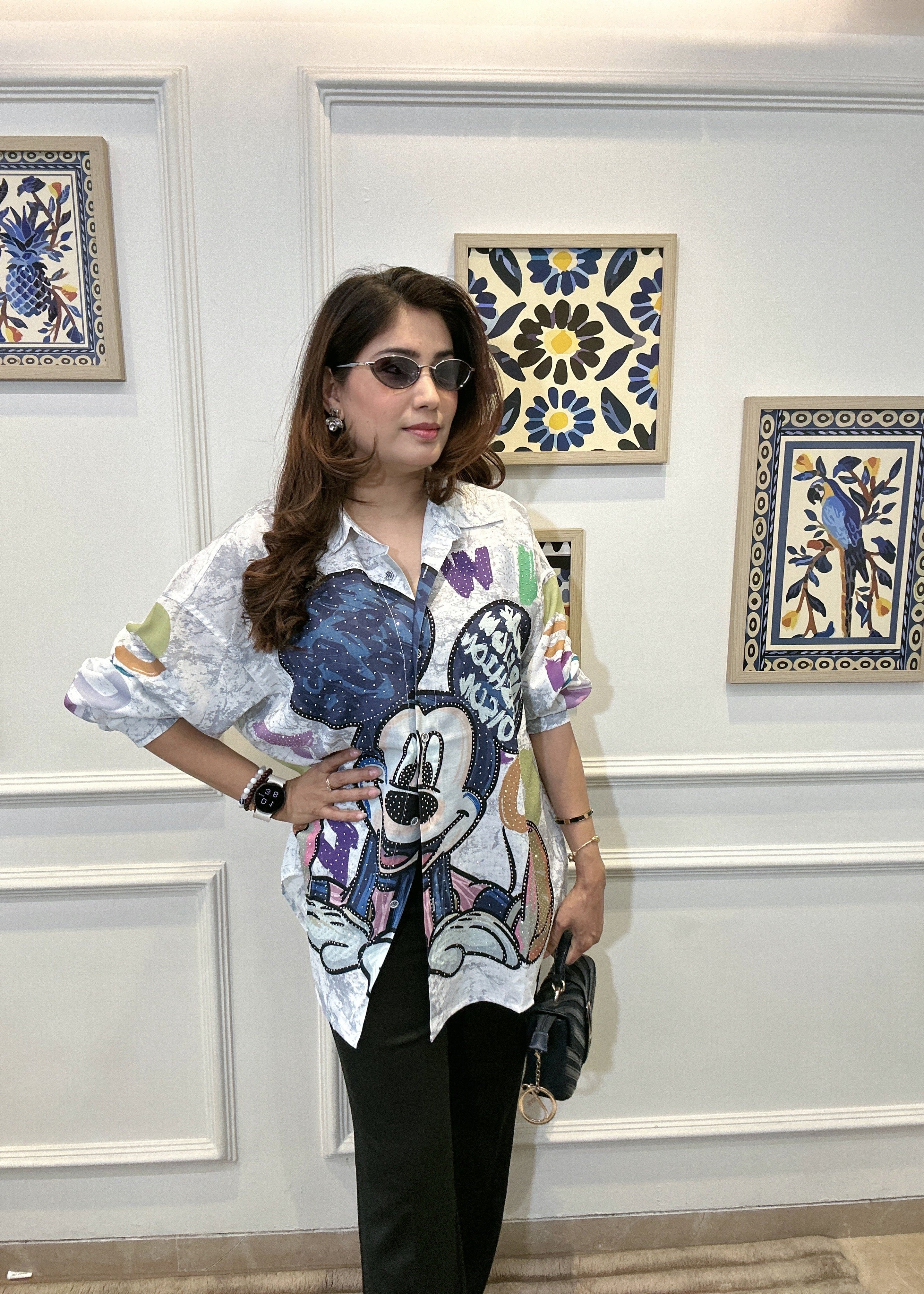 Pop Art Mickey Oversized Shirt (White)