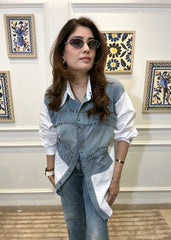 Studded Denim Shirt (White)