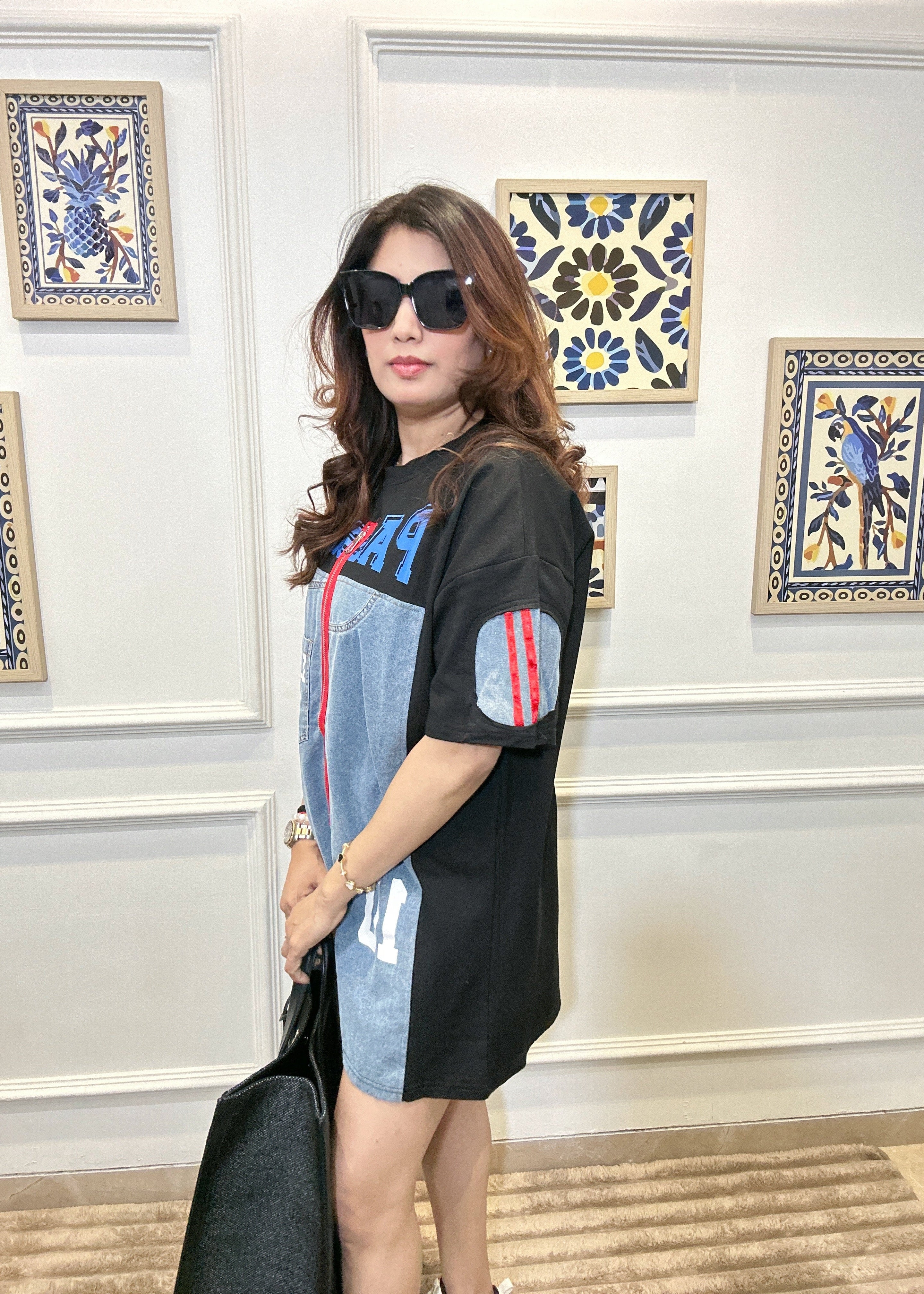 Passion Denim Panel Tunic (Black)