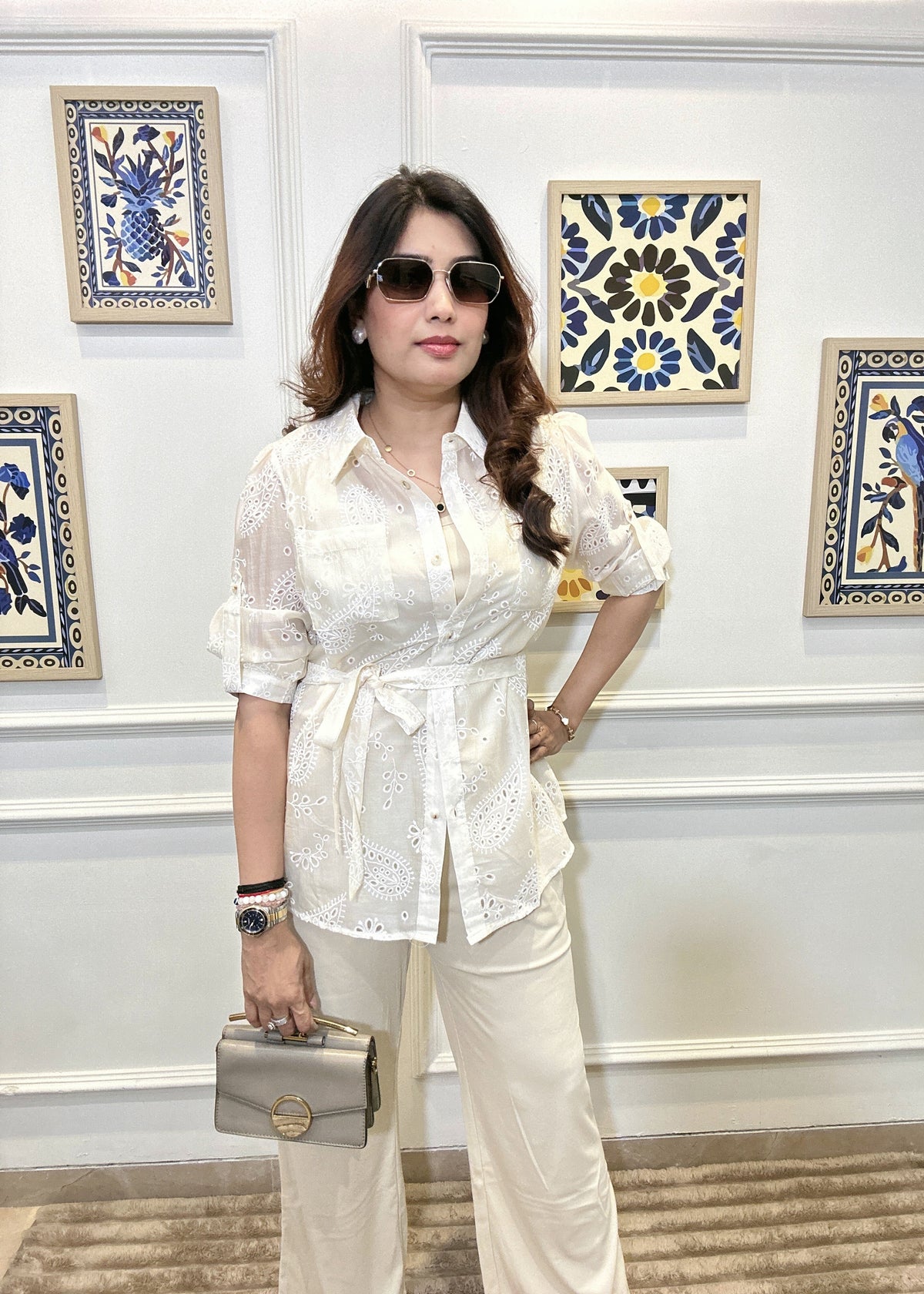 Ivory Schiffli Batted Co-ord Set (Ivory)