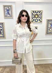 Ivory Schiffli Batted Co-ord Set (Ivory)