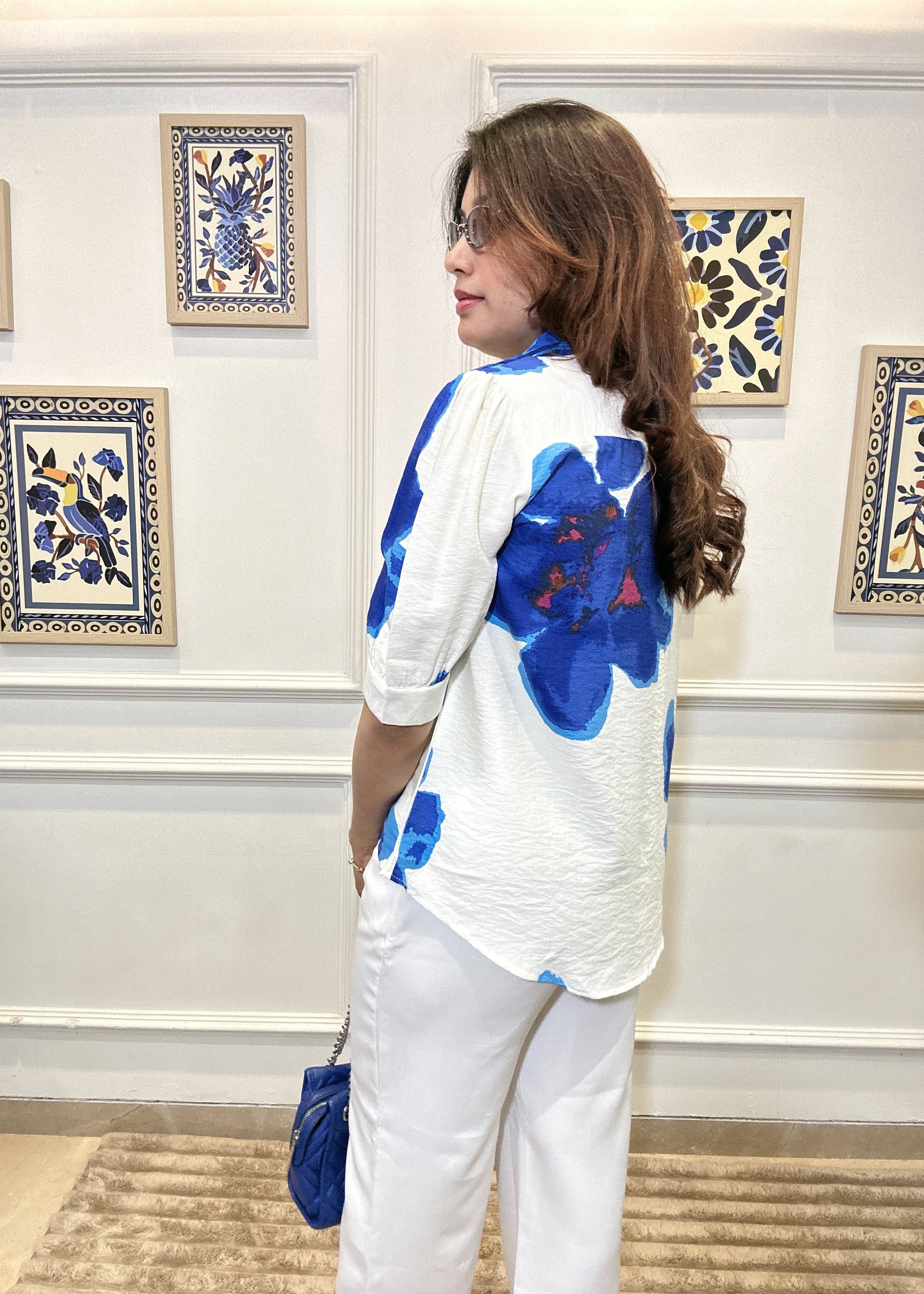 Wing Collar Statement Top (Blue)