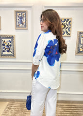Wing Collar Statement Top (Blue)