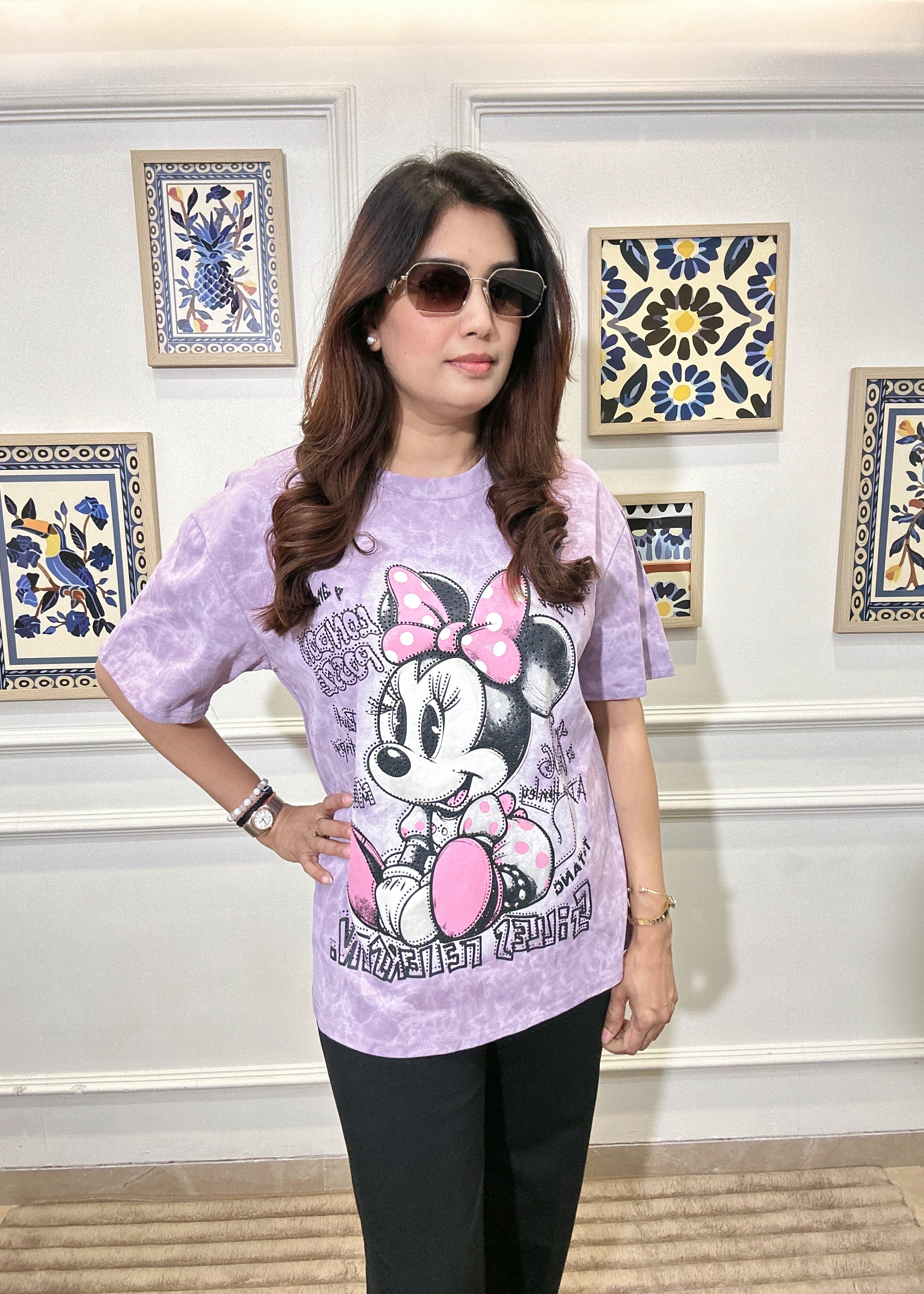 Vintage Wash Minnie Graphic-Tee (Purple)