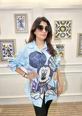 Pop Art Mickey Oversized Shirt (Blue)