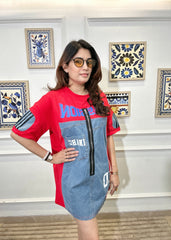 Passion Denim Panel Tunic (Red)