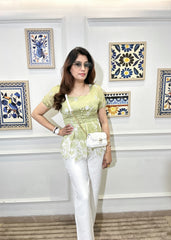 Serene Scallop Peplum Top (Green)