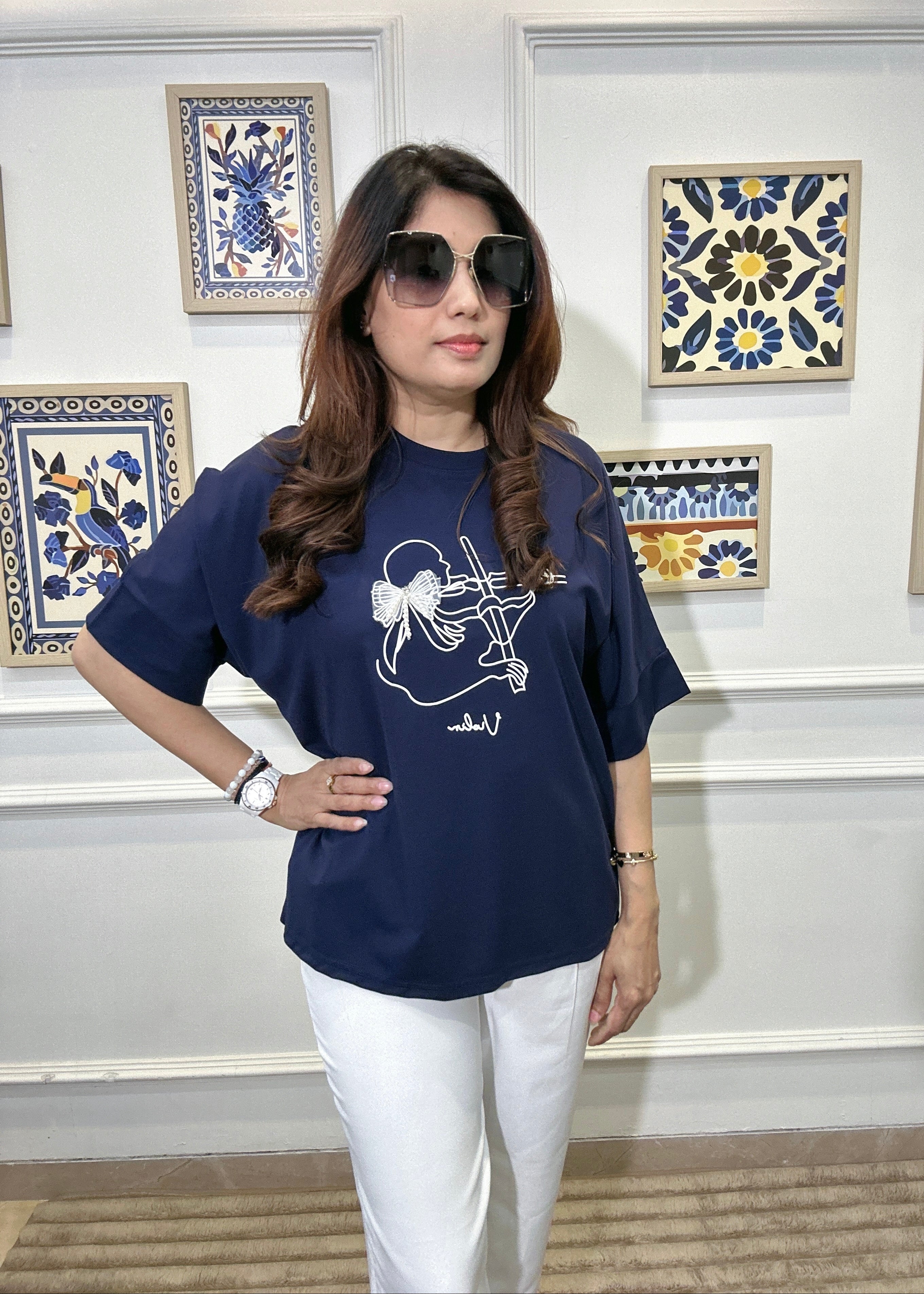 Violin Muse Baggy T-Shirt (Blue)