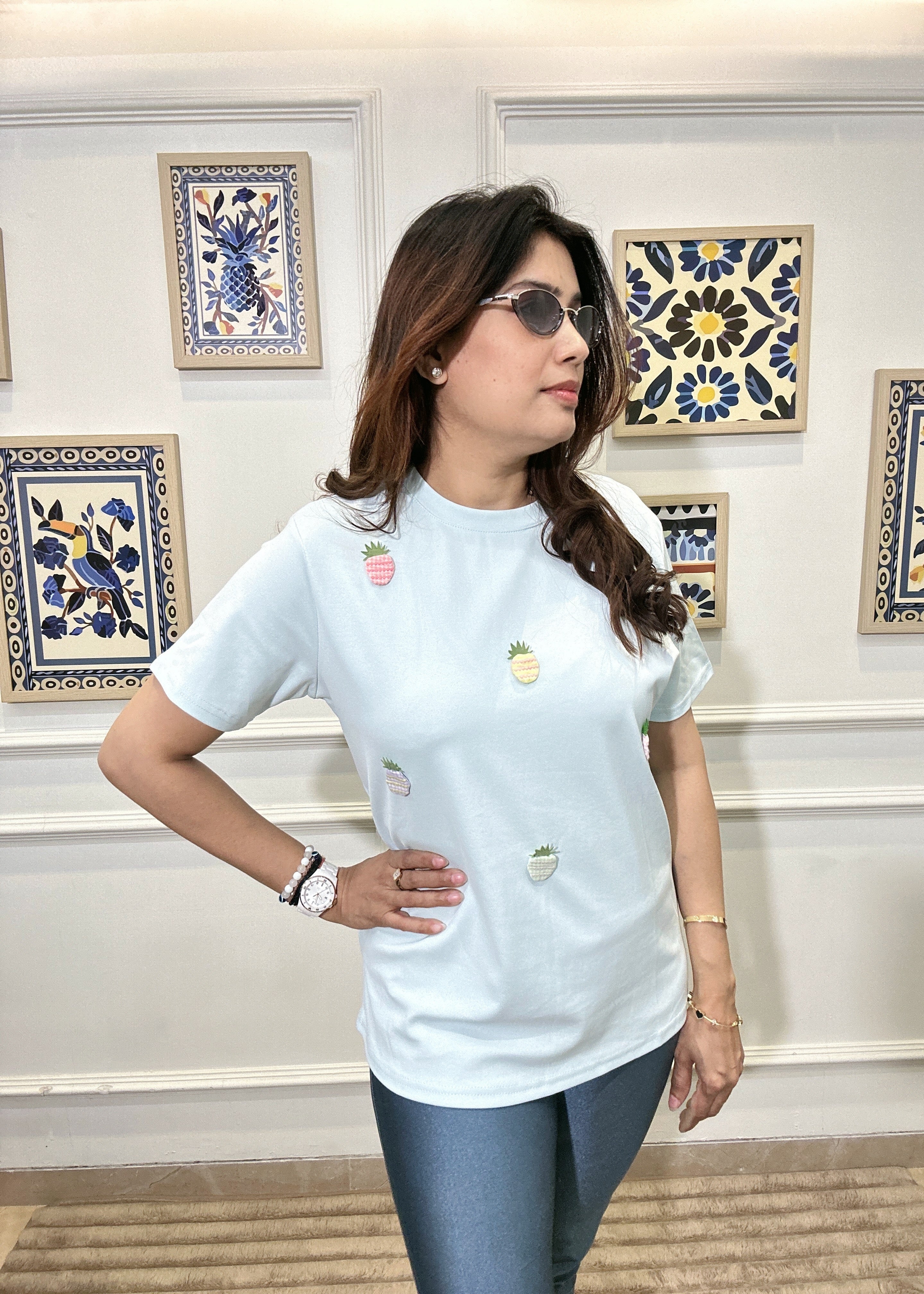 Pastel 3D Strawberry T-Shirt (Blue)