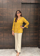 Bandani Kalamkari Shirt Crepe (Mustard)