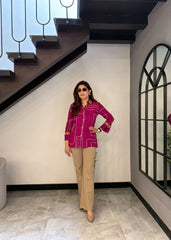 Bandani Kalamkari Shirt Crepe (Magenta)