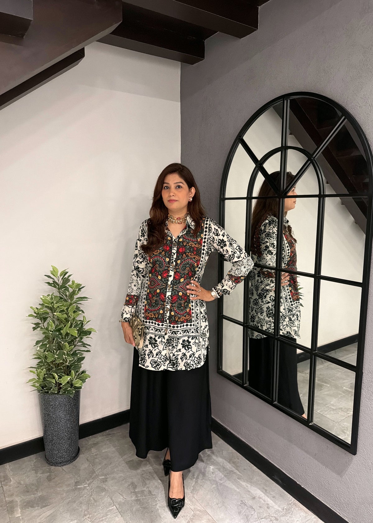 Paisley B&W Crepe Co-ord Set