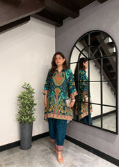 Emerald Royale Ikkat Choga Style