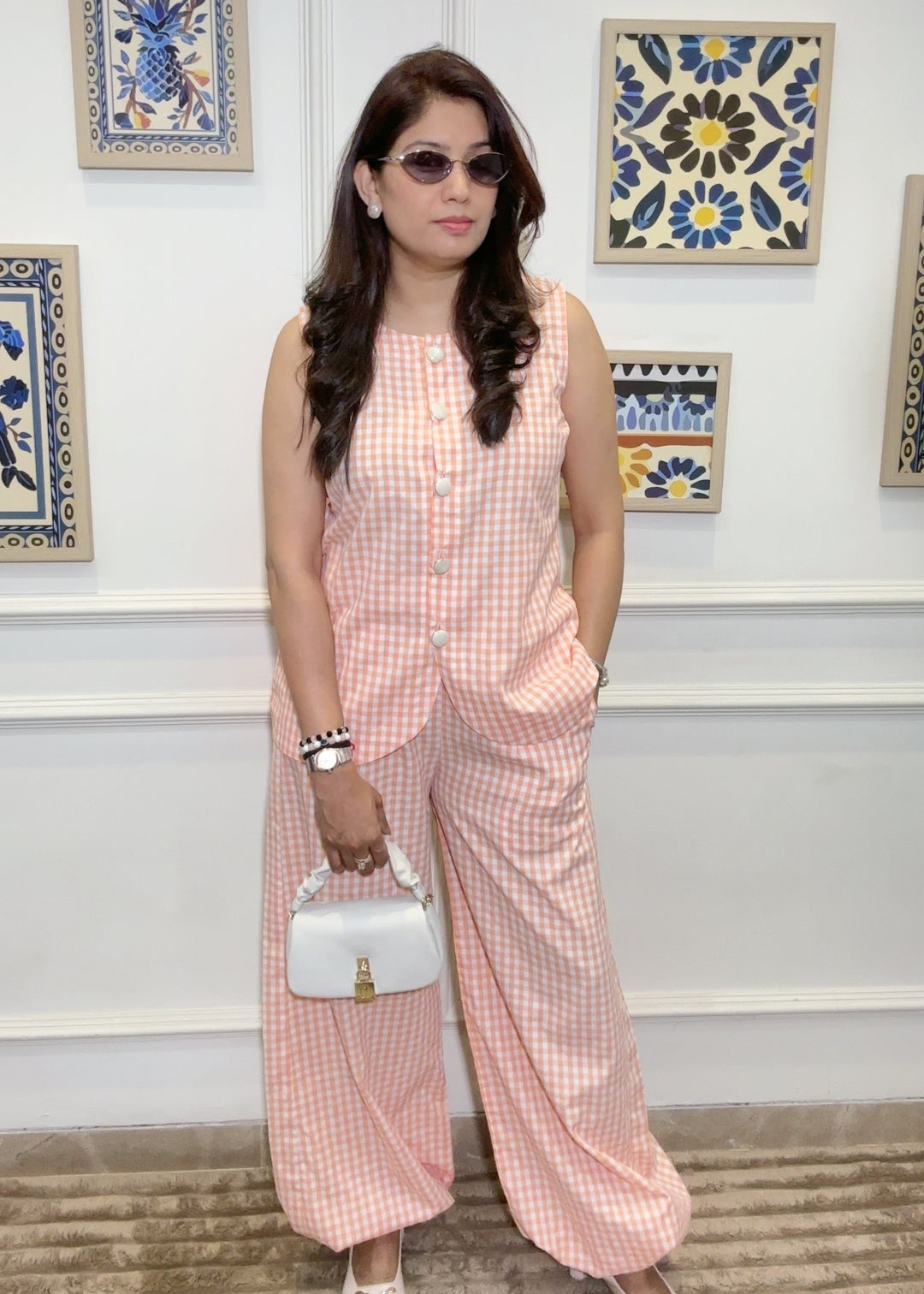 Peachy Gingham Luxe Set