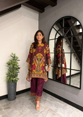 Ruby Royale Ikkat Choga Set
