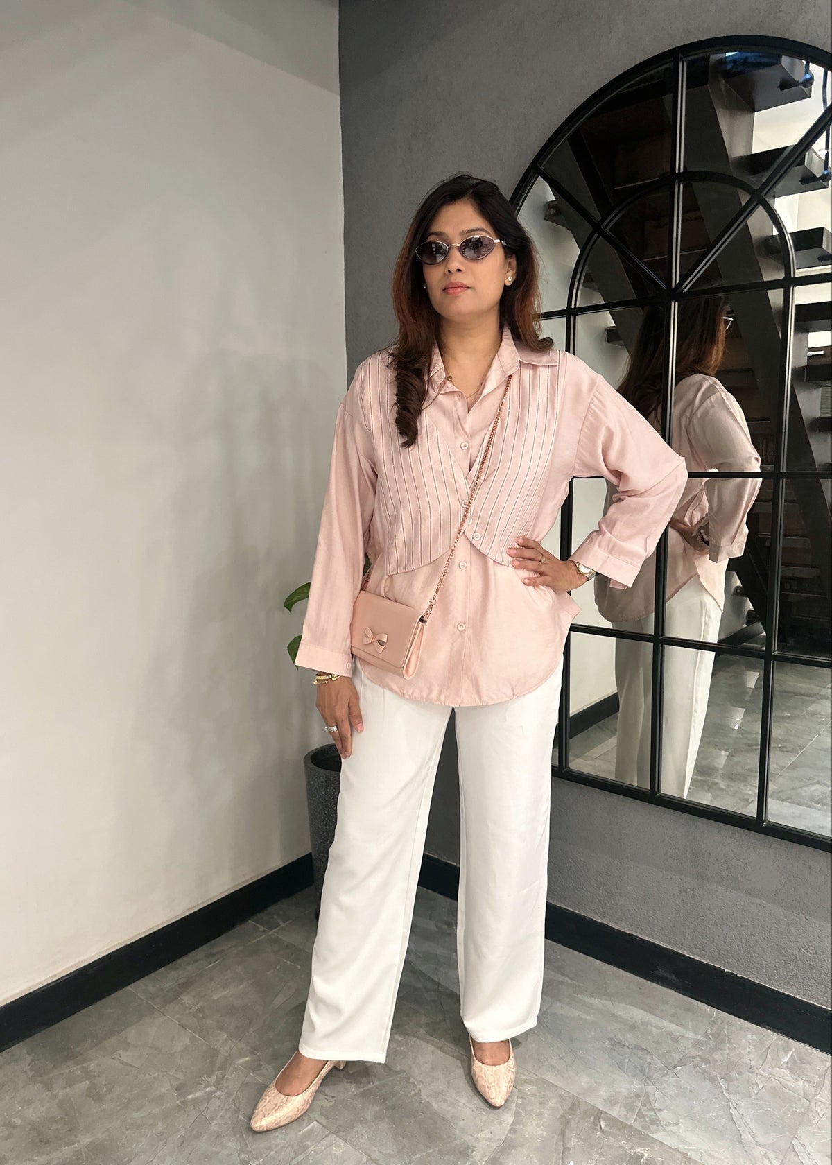 Pinstripe Jacket Shirt (Pink)