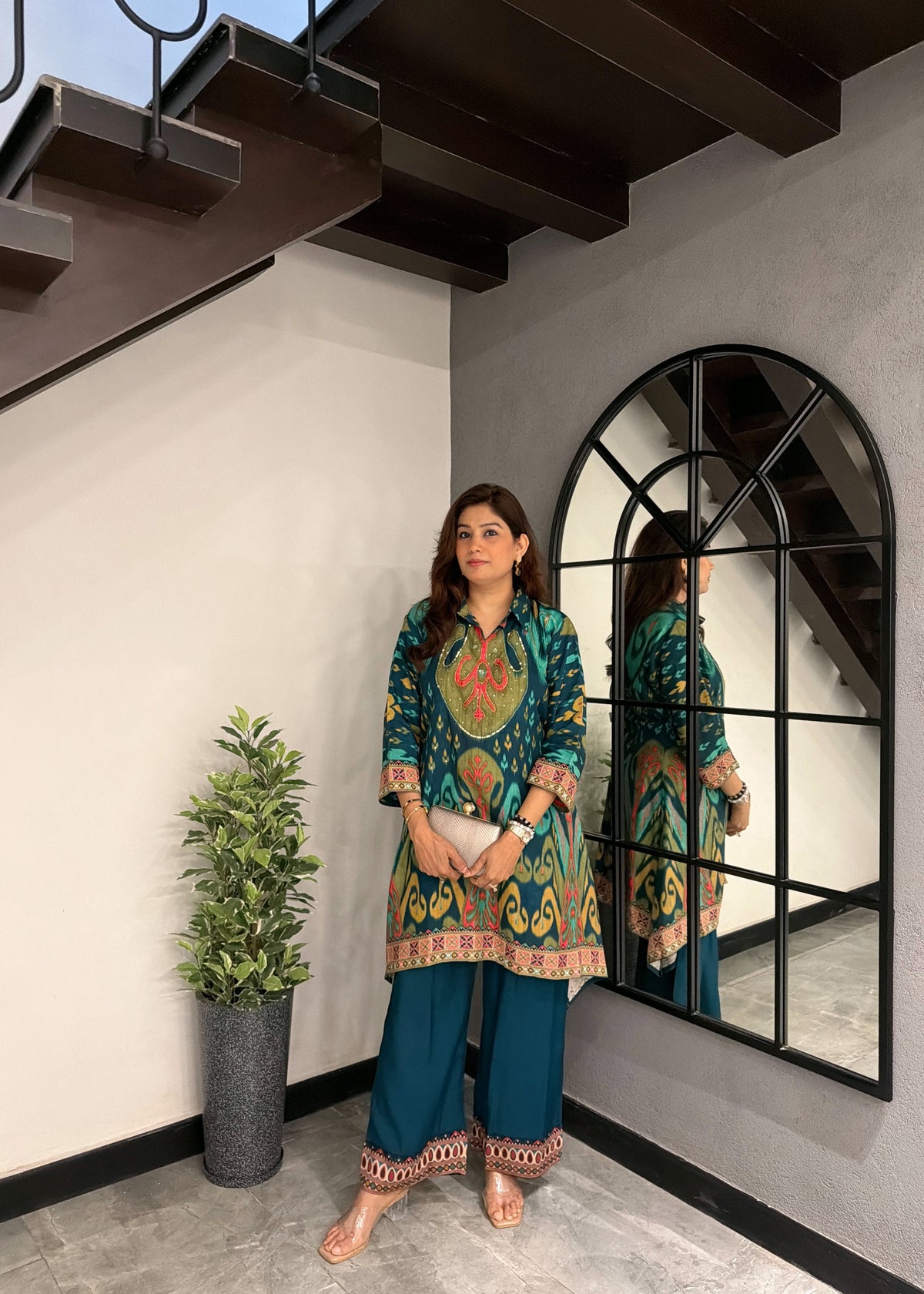 Emerald Royale Ikkat Choga Style