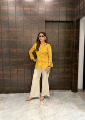 Bandani Kalamkari Shirt Crepe (Mustard)