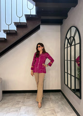 Bandani Kalamkari Shirt Crepe (Magenta)