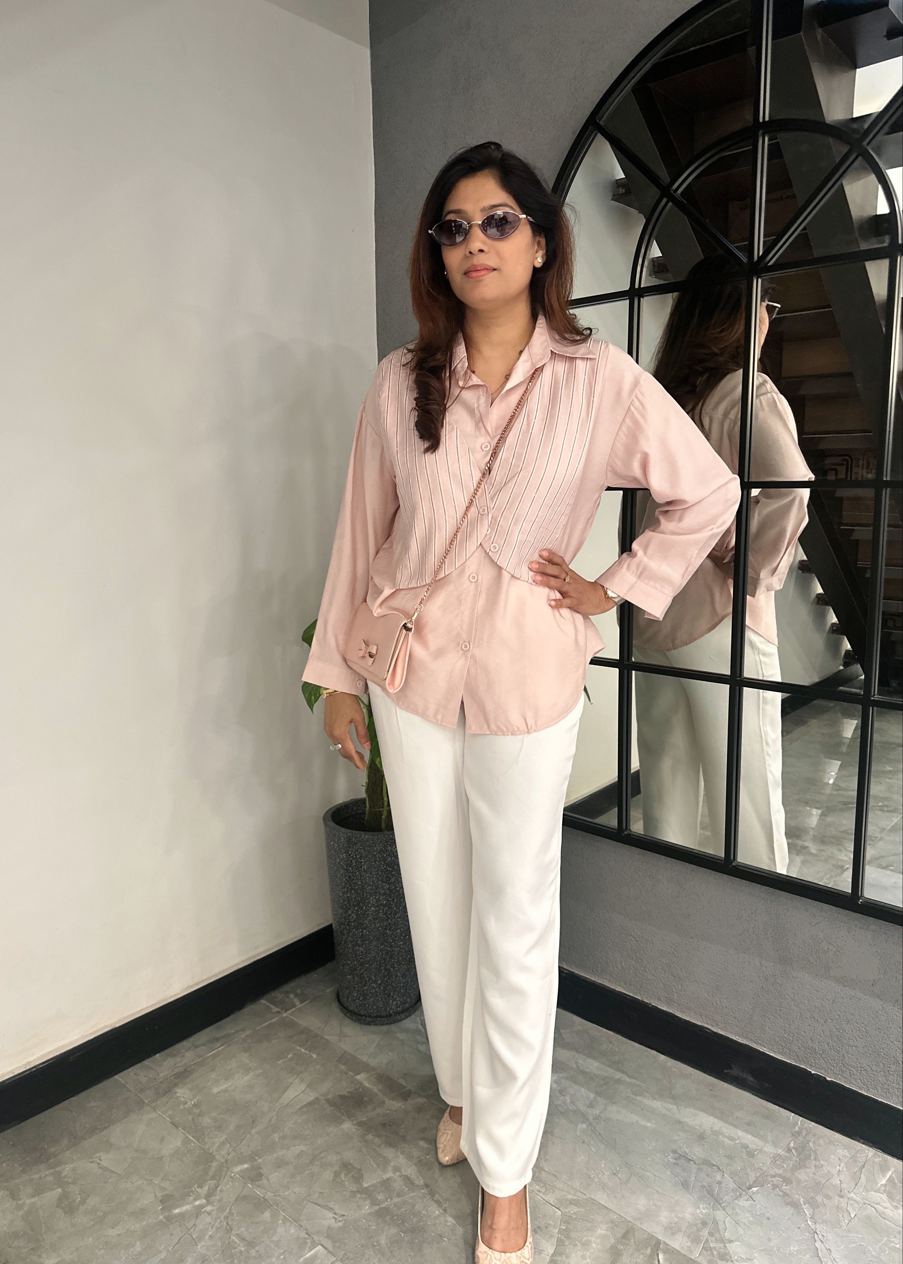 Pinstripe Jacket Shirt (Pink)