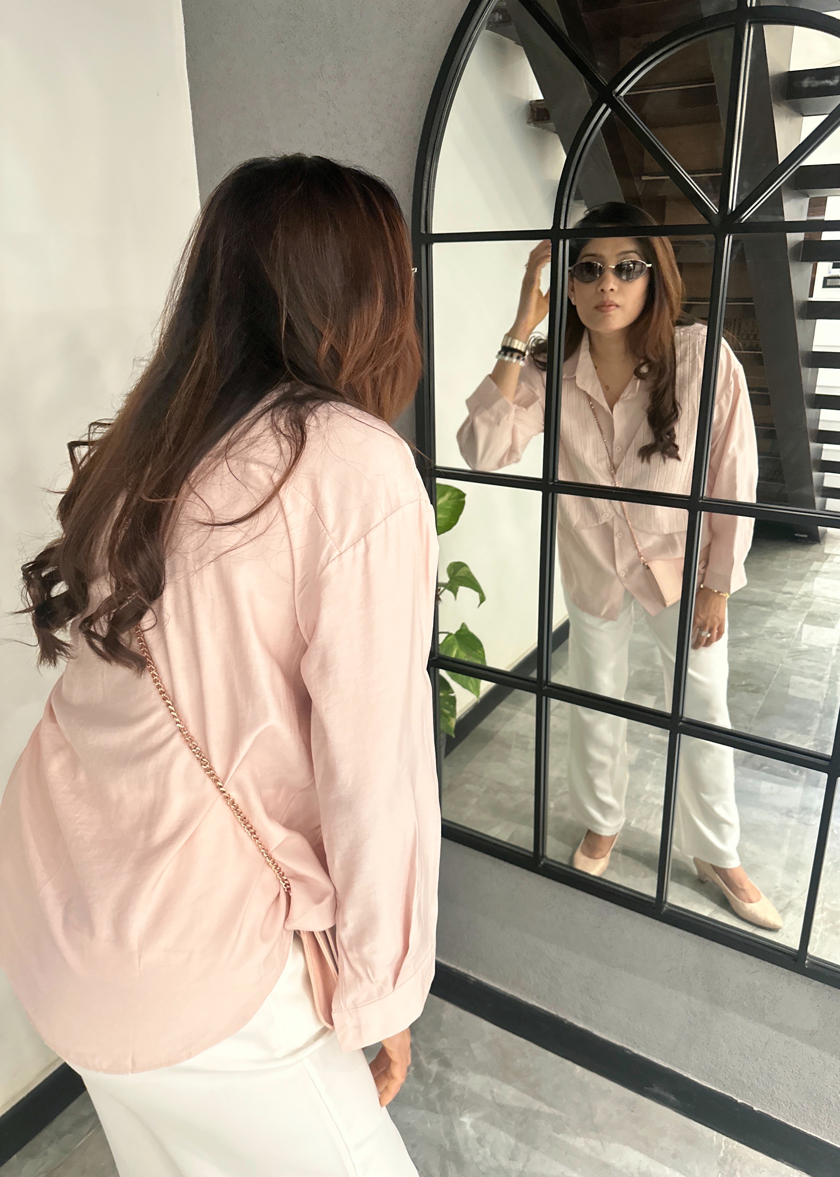 Pinstripe Jacket Shirt (Pink)