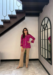 Bandani Kalamkari Shirt Crepe (Magenta)